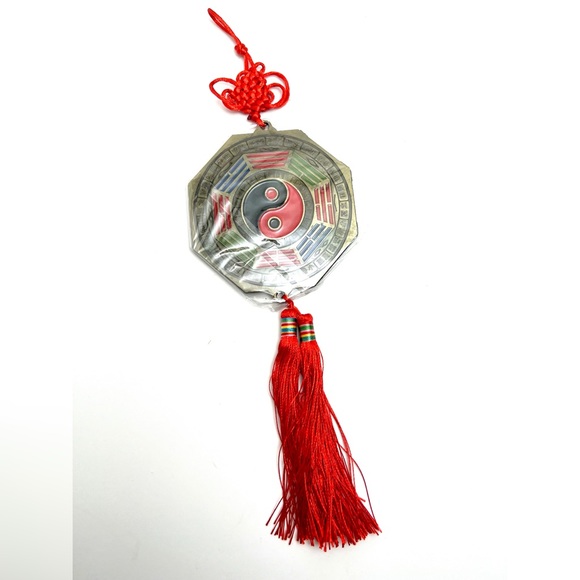 NWT DECORATIVE PENDANT FENG SHUI BAGUA MIRROR YIN YANG WITH GOOD LUCK KNOT - Picture 8 of 8